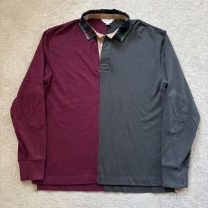 J. Crew Knit Goods Rugby Shirt Mens M Polo Collared Colorblock Elbow Padding